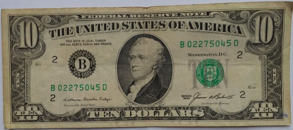 10 dolarów amerykańskich 1985 r.
