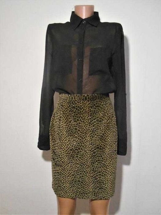 Леопардовая юбка велюр бархат осень