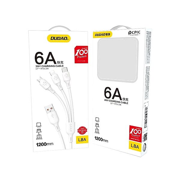 Kabel Dudao L8A-3in1 USB-A - USB-C / micro USB / Lightning 480Mb/s 1.2