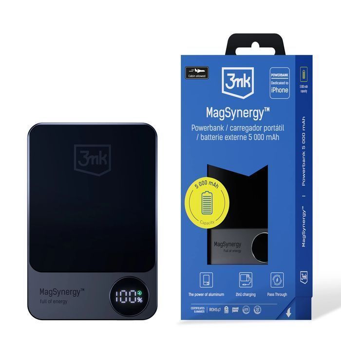 Powerbank 3mk MagSynergy z MagSafe 5000 mAh 18W - czarny