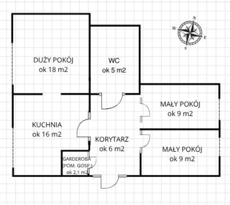 Mieszkanie 3 pokojowe duża kuchnia