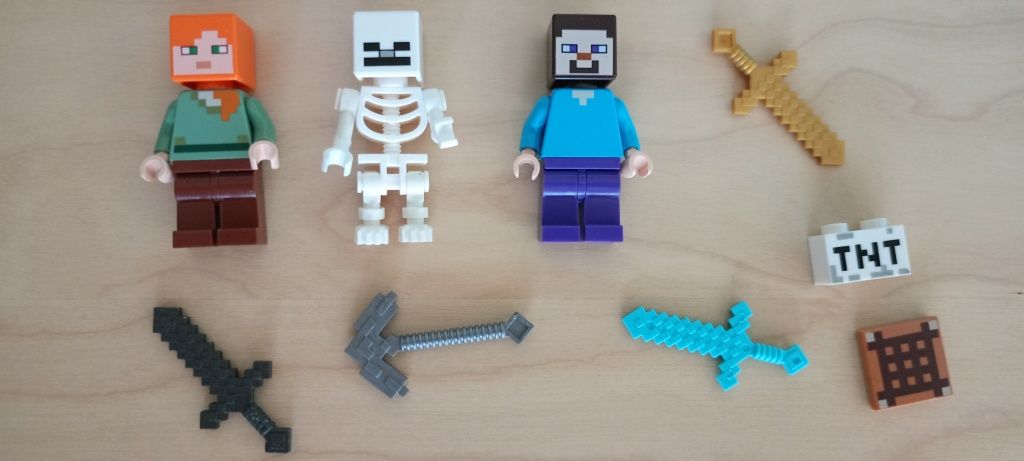 Steve, Alex, Kościotrup Minecraft LEGO figurki