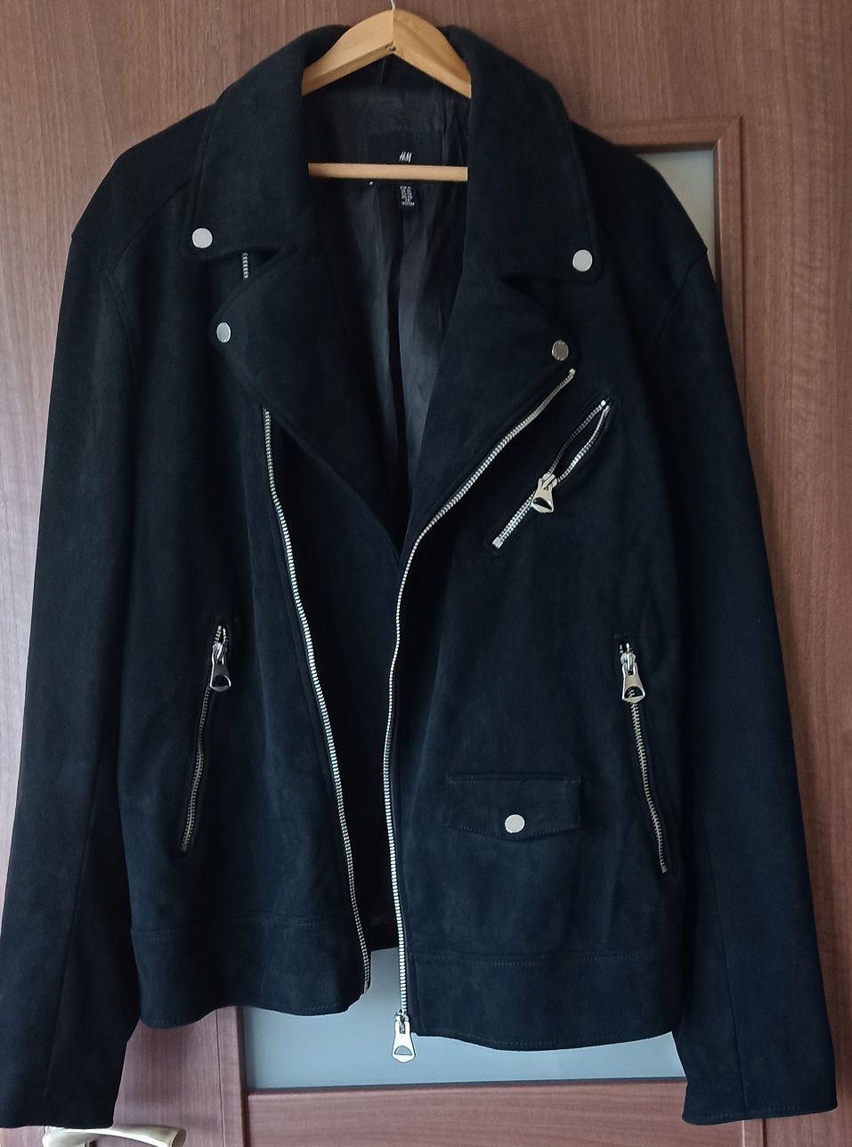 Czarna ramoneska zamszowa H&M rozmiar  XL zapinana na zamek, kieszenie