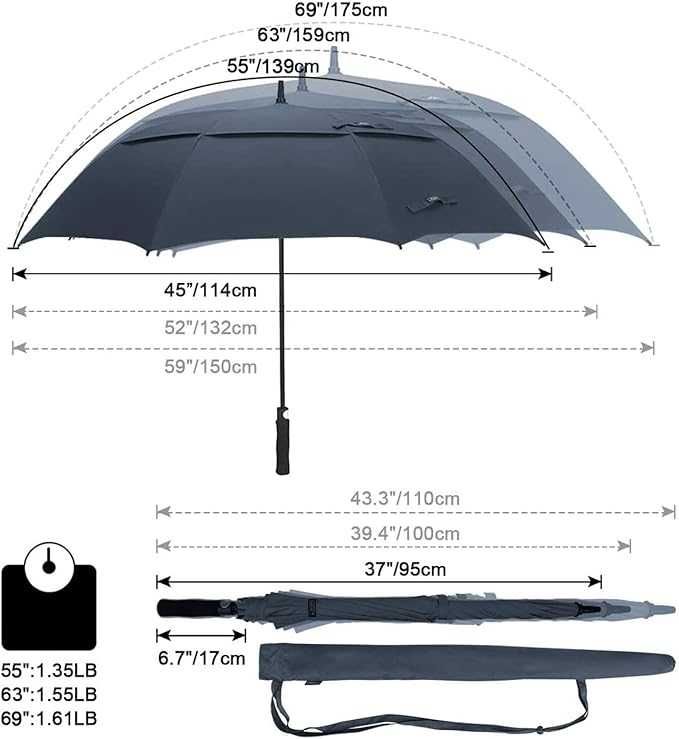 G4FREE parasol do golfa automatyczny, XL, z pokrowcem niebieski