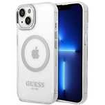 Etui Guess Metal Outline MagSafe na iPhone 14 Plus - srebrne