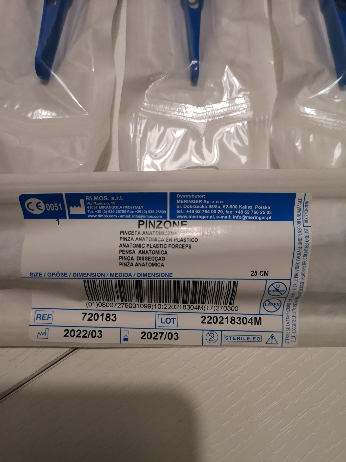 Pęseta sterylna Pinzone 25cm sterylna plastikowa jednorazowa pinceta