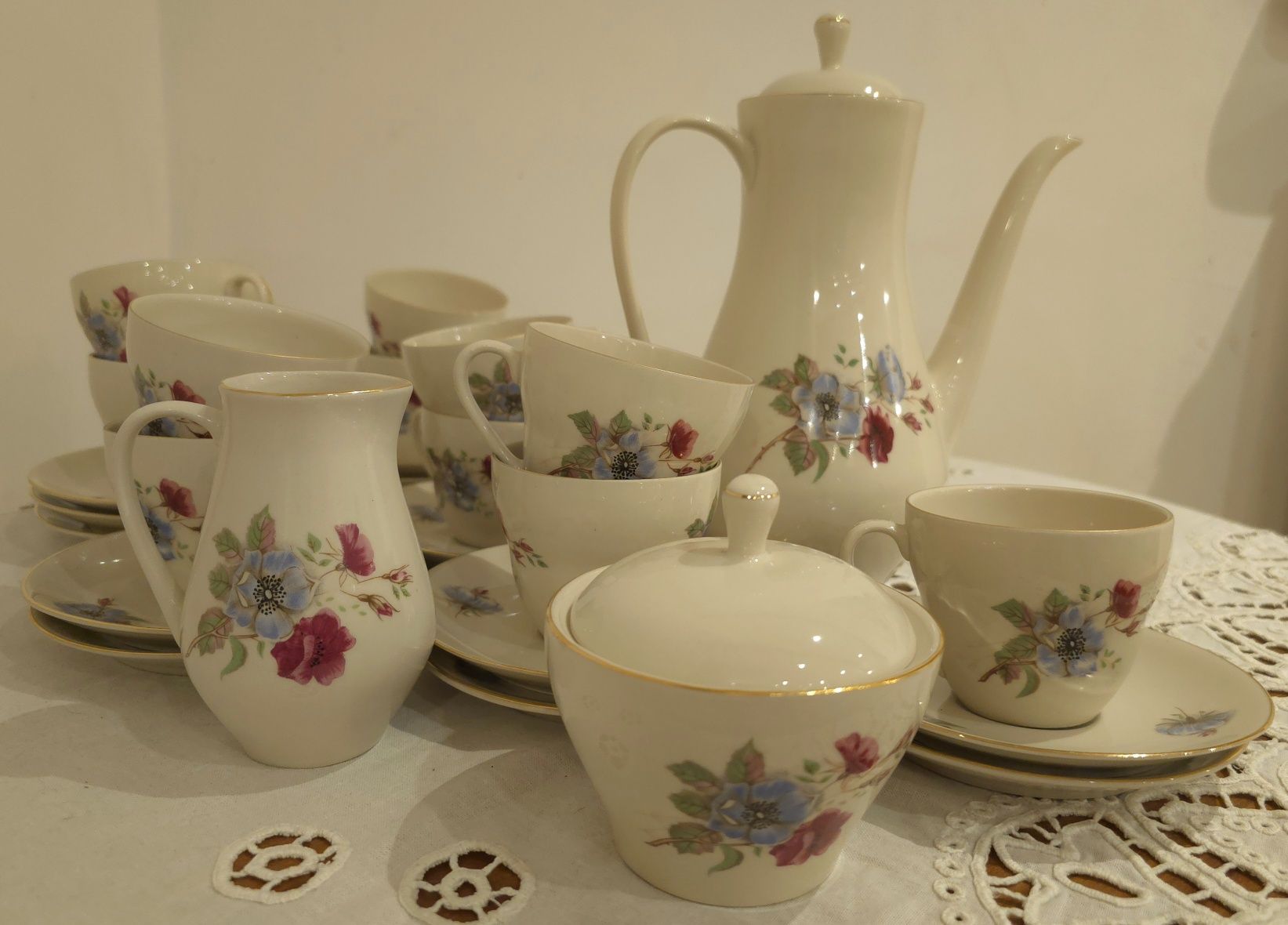 Zestaw do kawy Pruszków porcelana vintage czasy PRL