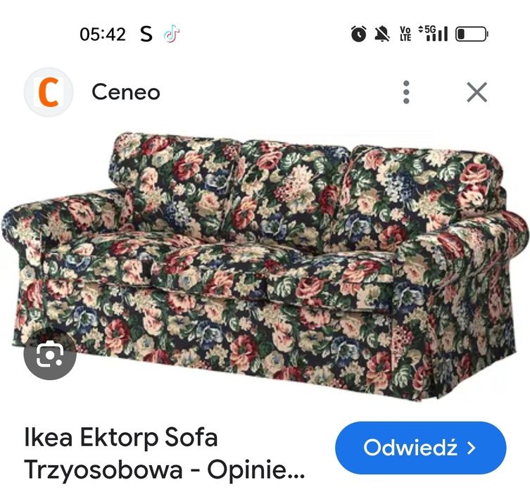 Komplet kanap Ikea kwiaty i puffa