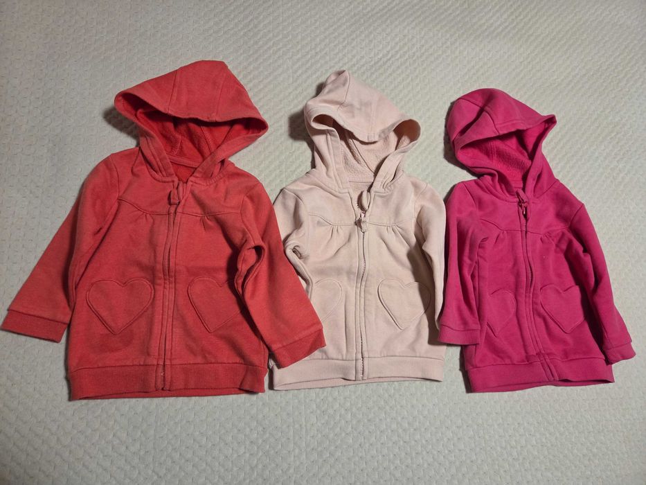 Zestaw 3 szt. bluz z kapturem 6-9m (68 - 74 cm) dziewczęce.
