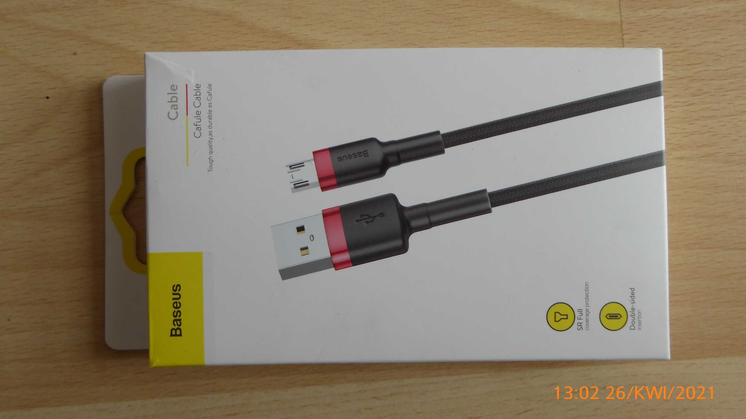 Nowy dwumetrowy przewód USB-:-microUSB Baseus 1,5A