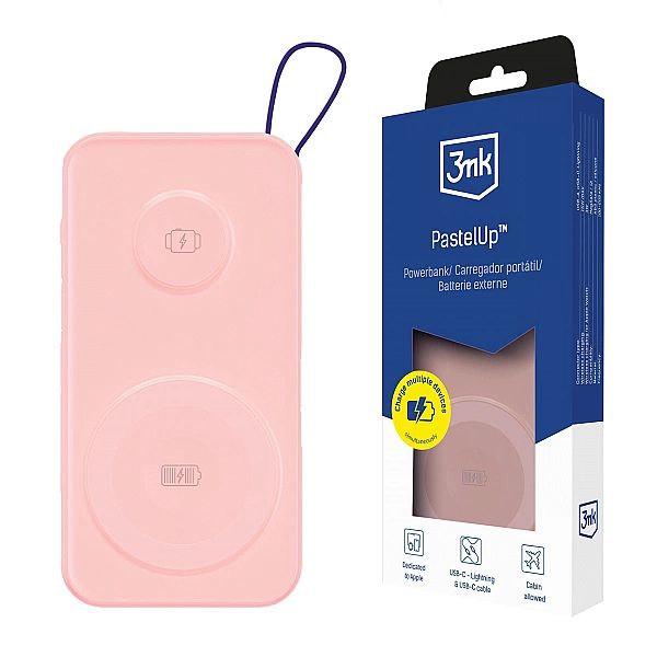 Powerbank 3mk PastelUp 10,000mAh 22.5W USB 1A1C - różowy