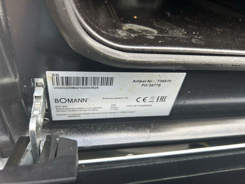 Kuchenka elektryczna Bomann.gwarancja