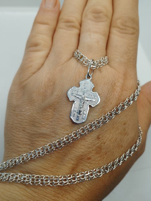 Серебряная цепочка с крестиком 45 см 11.3 грамма