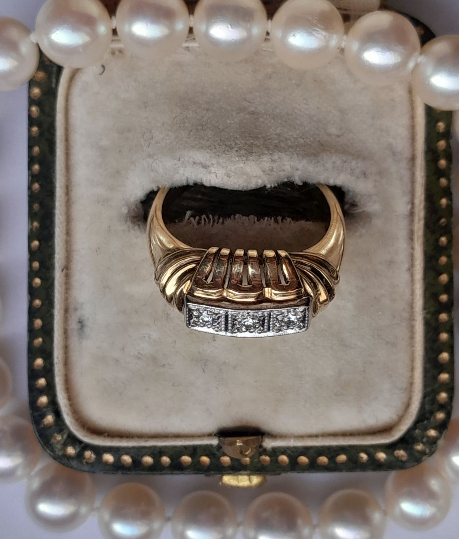 R.14 Pierścionek 4.16g Art Deco Diamenty Złoto 585 WYCENA