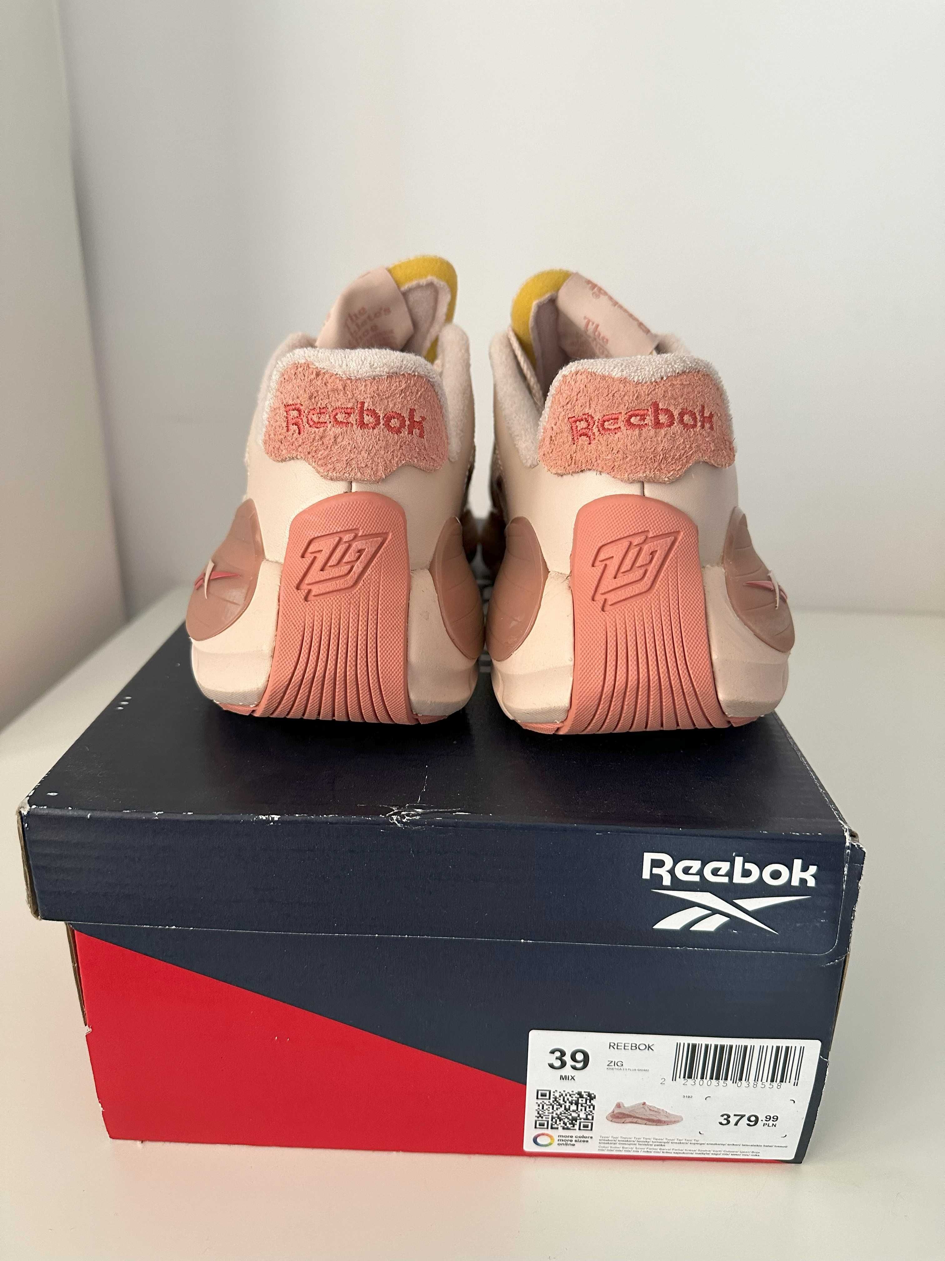 Reebok Zig łososiowe różowe wyższa podeszwa 39 wiązane adidasy