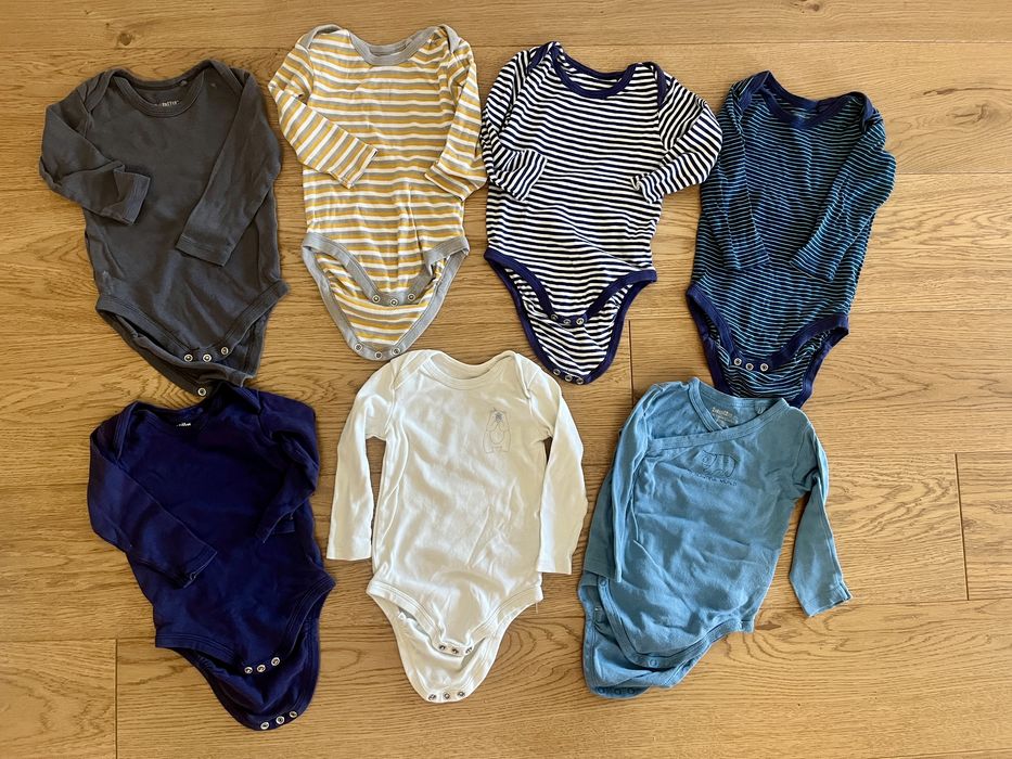 Zestaw ubrań 74: body spodnie swetry bluza paka jesień zima