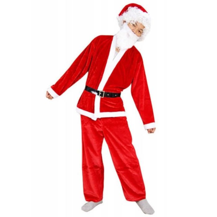 Strój Świętego Mikołaja welurowy 5 elementów Spodnie Kurtka Czapka