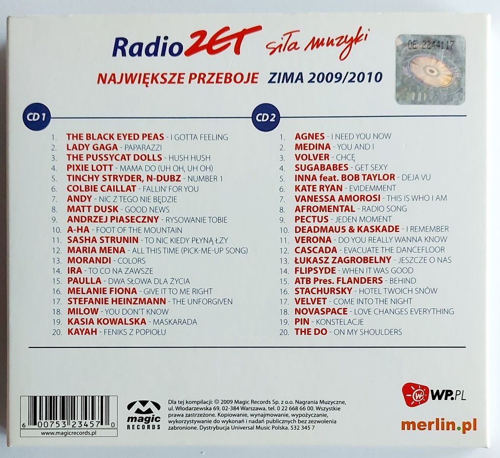 Radio Zet Siła Muzyki Największe Przeboje Zima 09/10 2CD 2009r Pectus