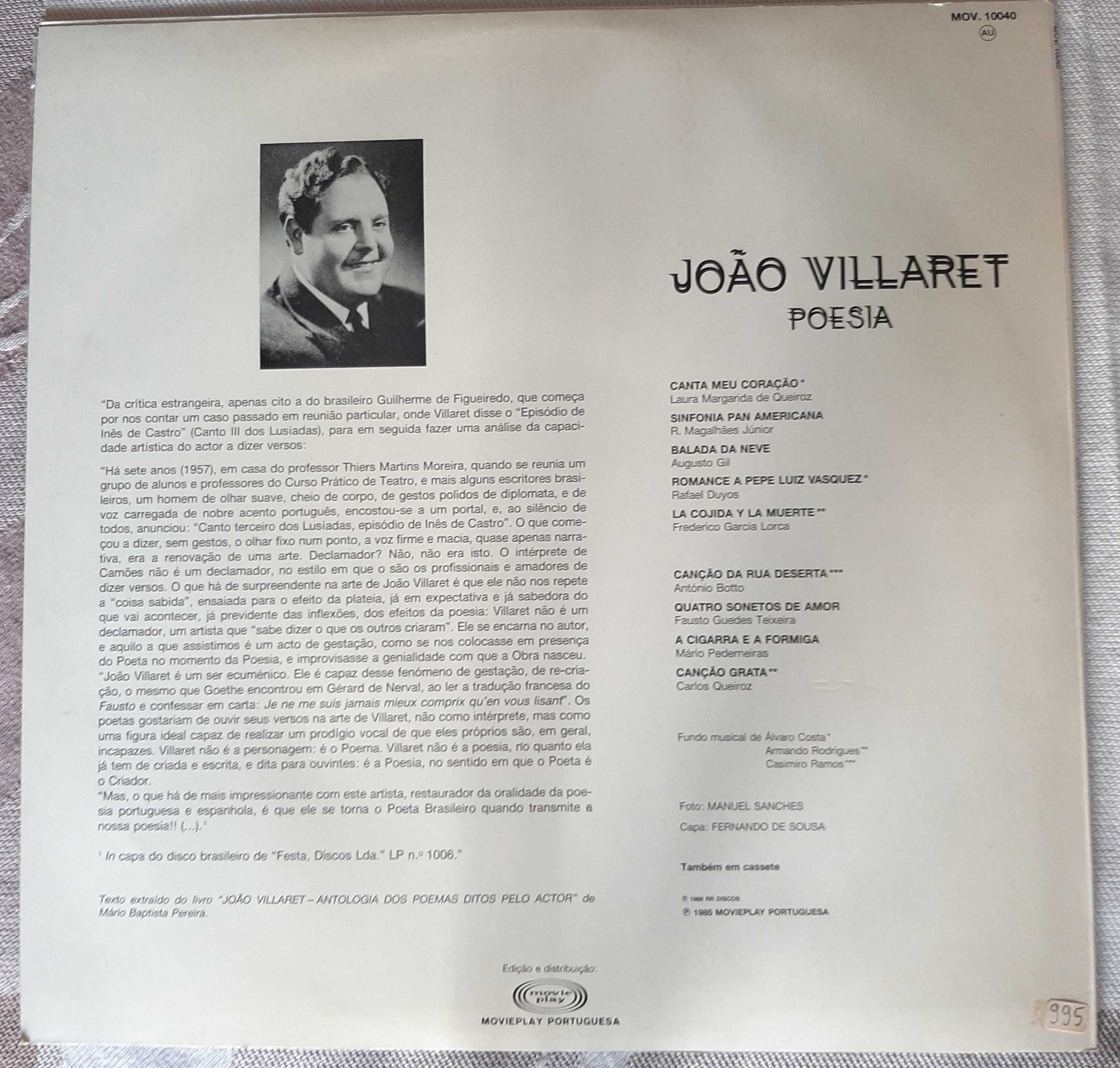 João Villaret "Poesia" raro disco vinil 1985