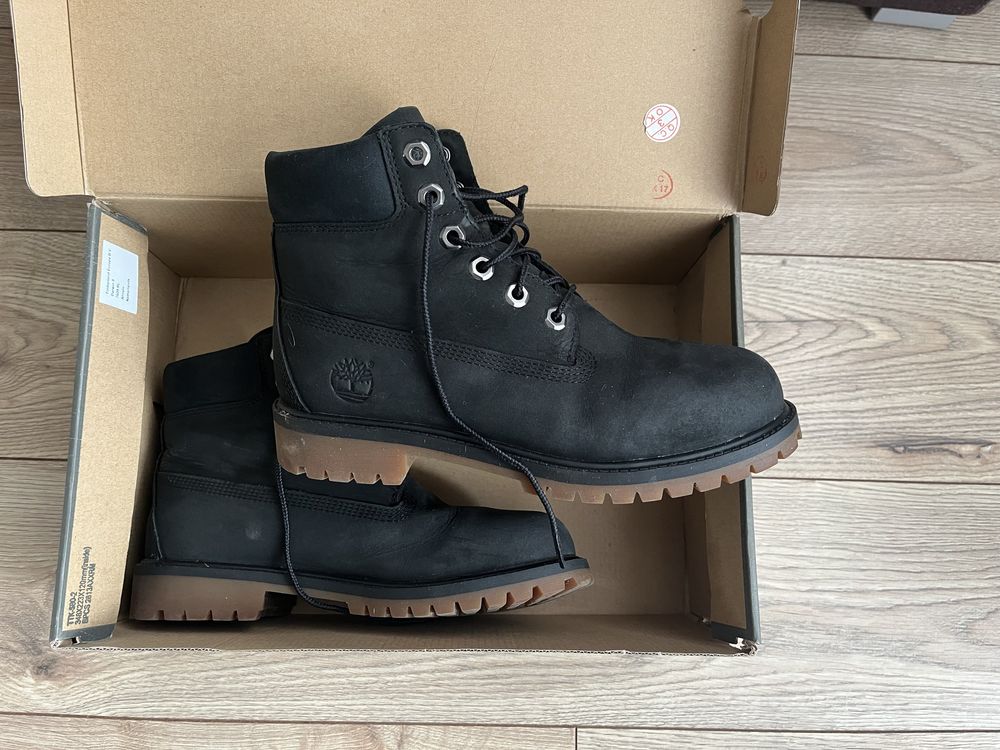 trapery Timberland 37 37,5 czarne skórzane wodoodporne