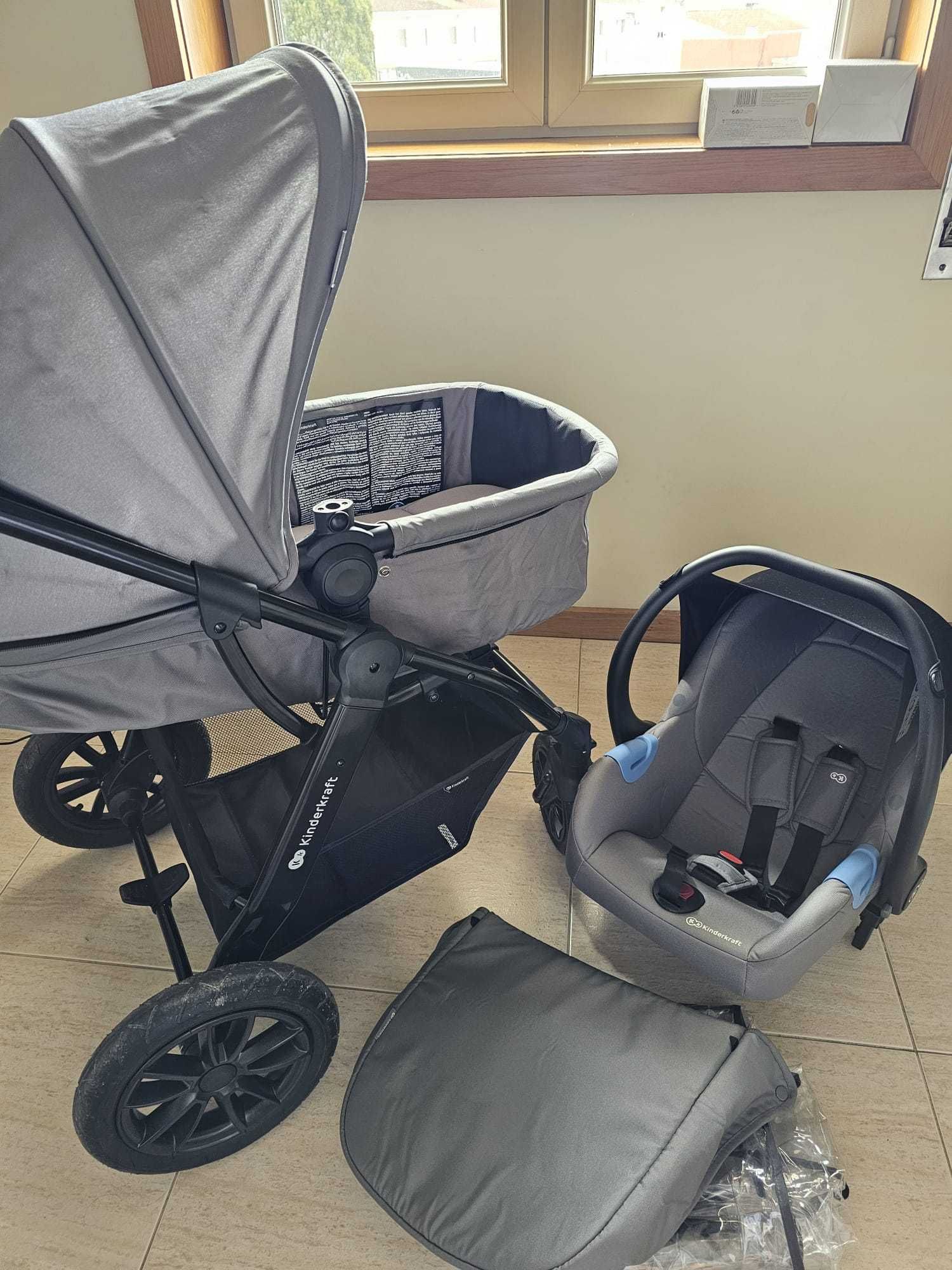 Carrinho passeio Kinderkraft Moov Grey 3 em 1 (inclui ovo)