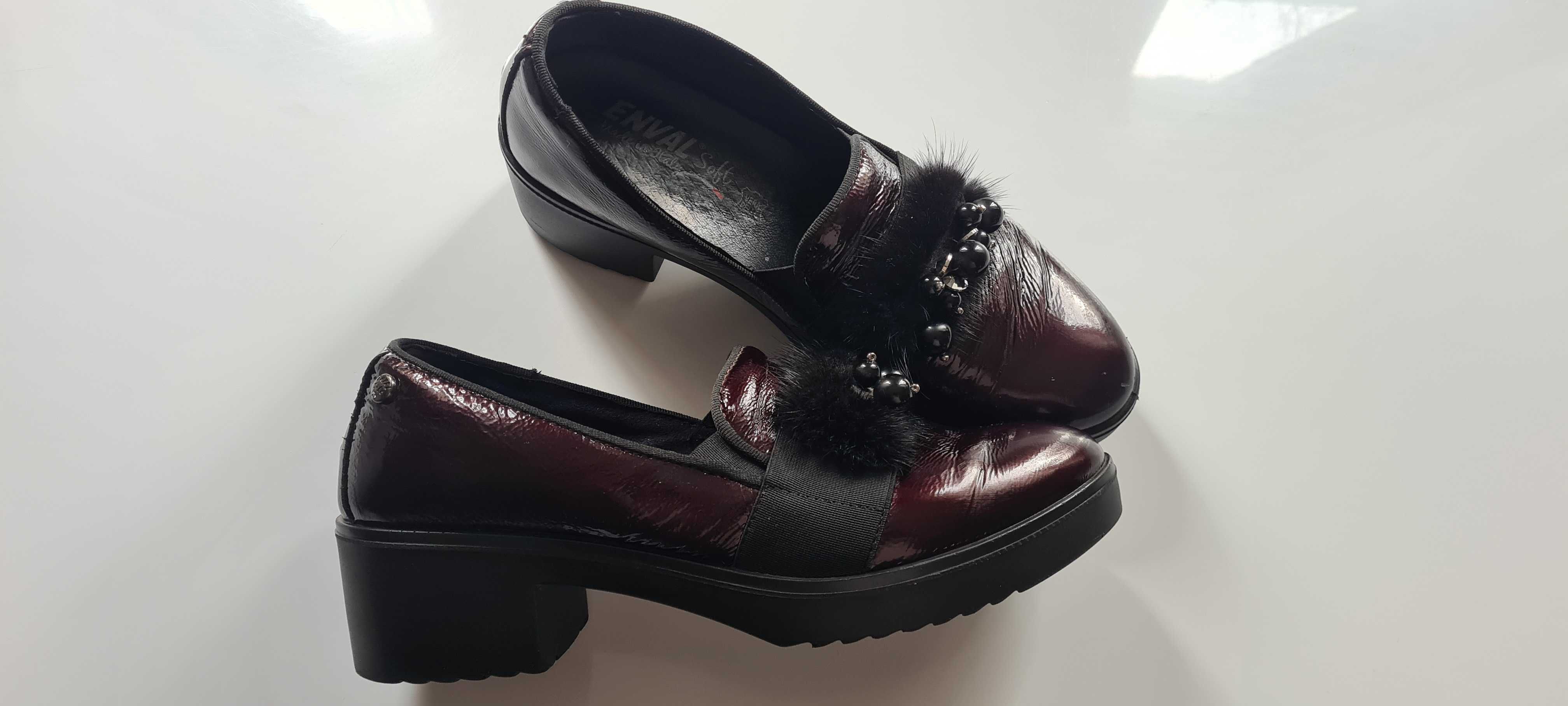 ENVAL SOFT Dekoltowe Buty Burgundowe Damskie r.40