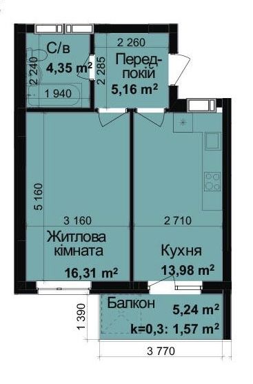 Однокімнатна квартира в ЖК «Кришталеві Джерела»