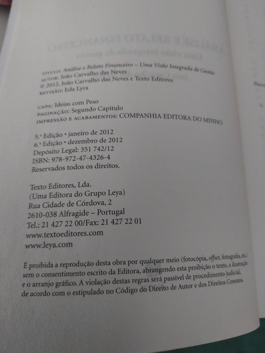 Livro Análise e Relato Financeiro João Carvalho das Neves