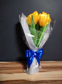 Bukiet z tulipanów ze wstążki,, na Dzień Kobiet, ślub, urodziny
