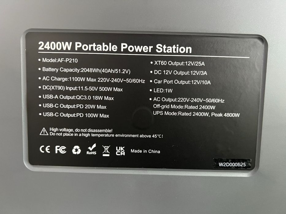 Зарядна станція AFERIY 2400W електростанція