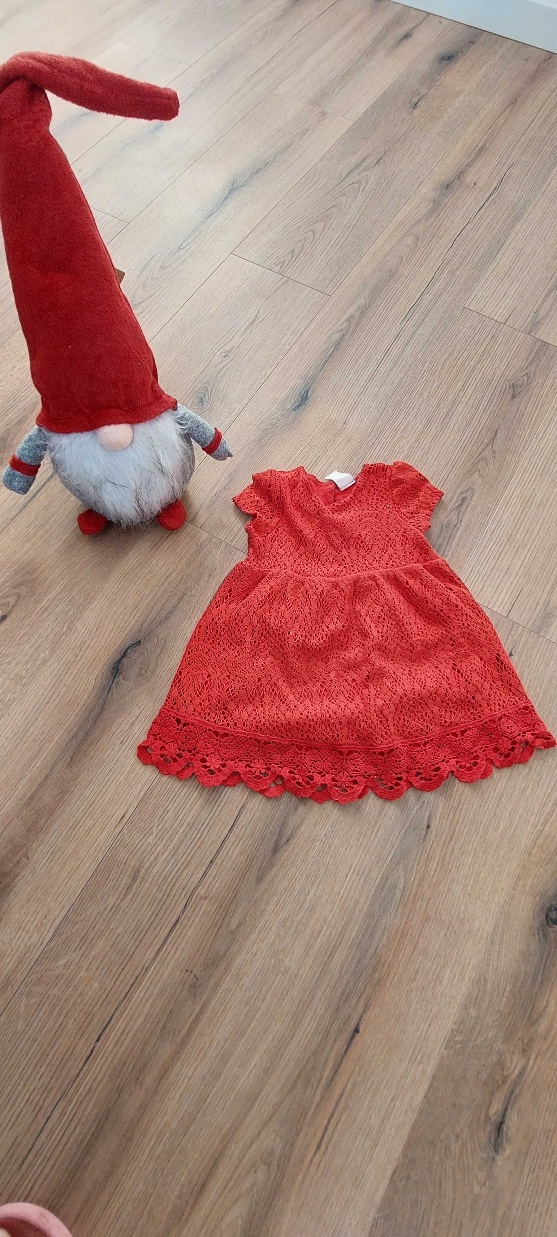Sukienka czerwona dla dziewczynki 6- 9 mies h&m jak nowa
