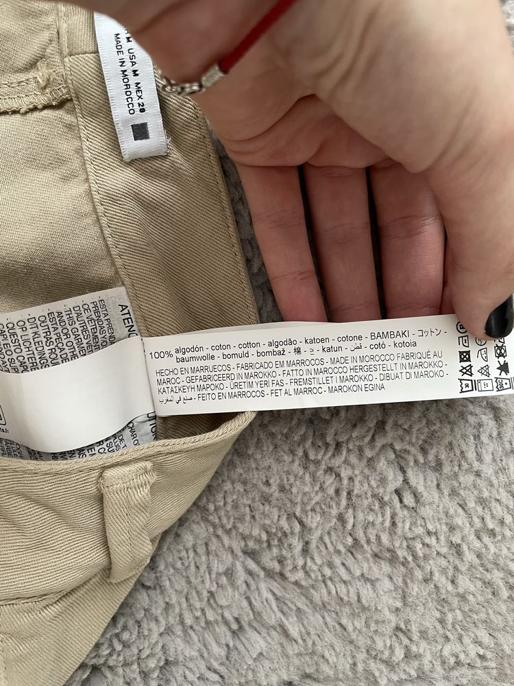 Бежеві пісочні бавовняні вкорочені широкі штани брюки кюлоти zara зара
