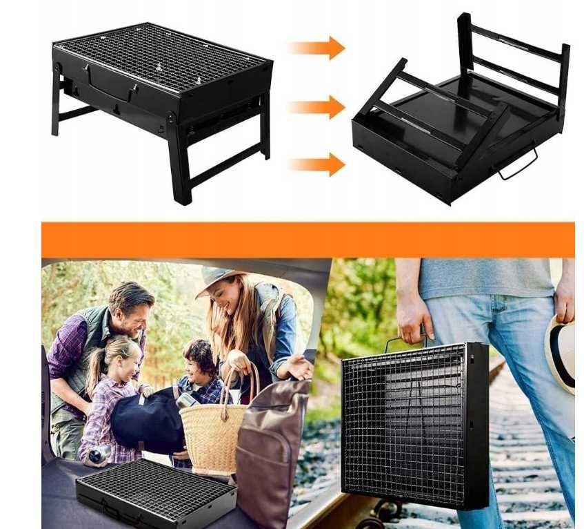 GRILL SKŁADANY TURYSTYCZNY walizka przenośny mały czarny