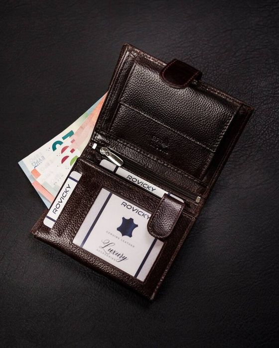 duży portfel męski ze skóry naturalnej w orientacji pionowej - rovicky