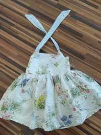Sukienka sukieneczka na ramiączkach lato w kwiaty z kokardą 62 68