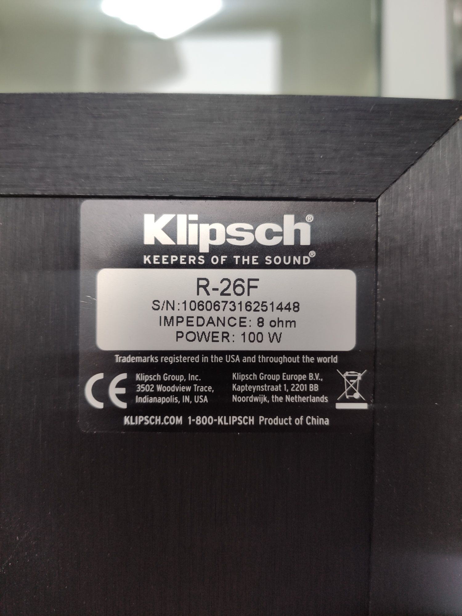 Акустика (Одна колонка) Klipsch R-26F. 97 дБ! Вес 19кг.