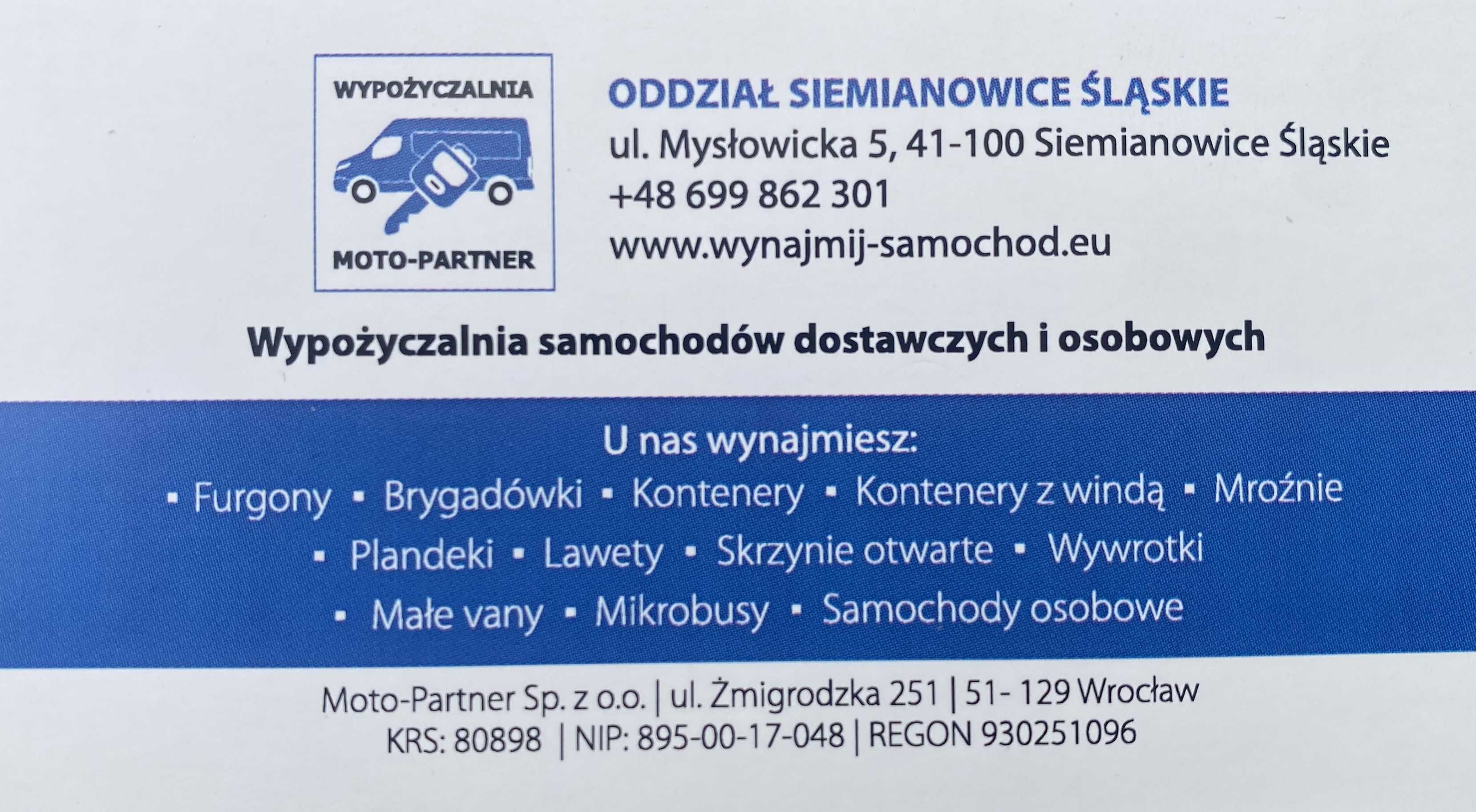 Wynajem Iveco Daily Skrzynia/Wywrót 3-stronny/Dostawczy/Hak ŚLĄSK