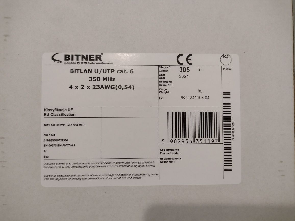 U/UTP Ethernet BiTLAN Bitner kat. 6