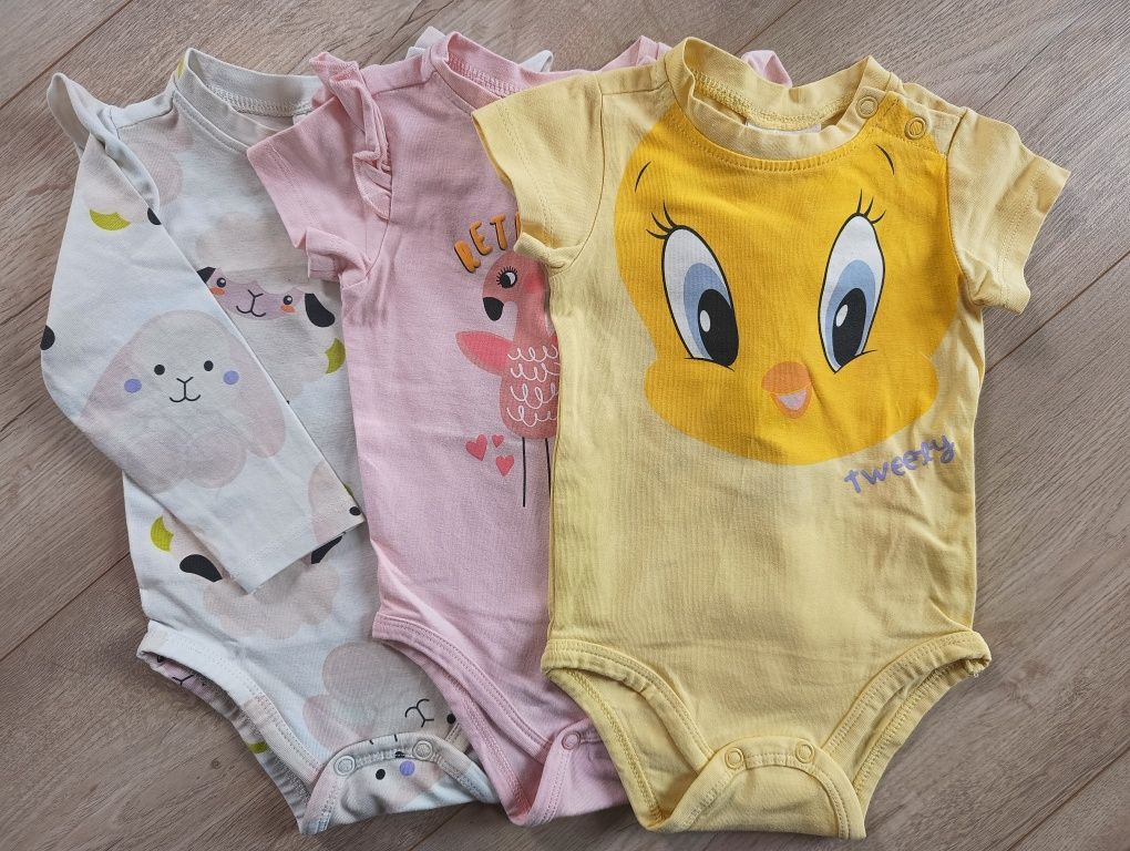 Zestaw ubranek dla dziewczynki NOWE 68 body i bluzki coccodrillo