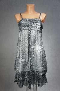 Bodyflirt lekka zwiewna letnia sukienka na ramiączkach szary szyfon