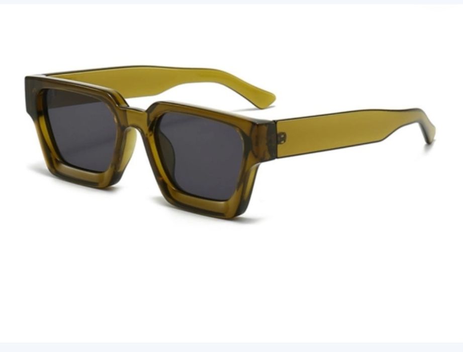 Okulary Przeciwsłoneczne prostokątne, ochrona UV, kolor Oliwkowy