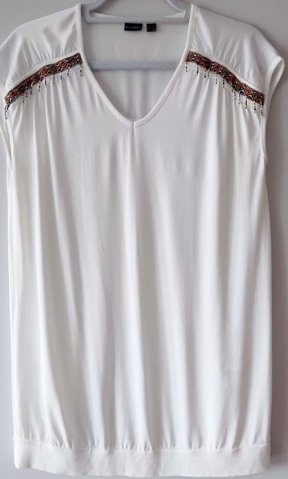 biała bluzka długa wzór aztecki BodyFlirt wiskoza r. XL/XXL