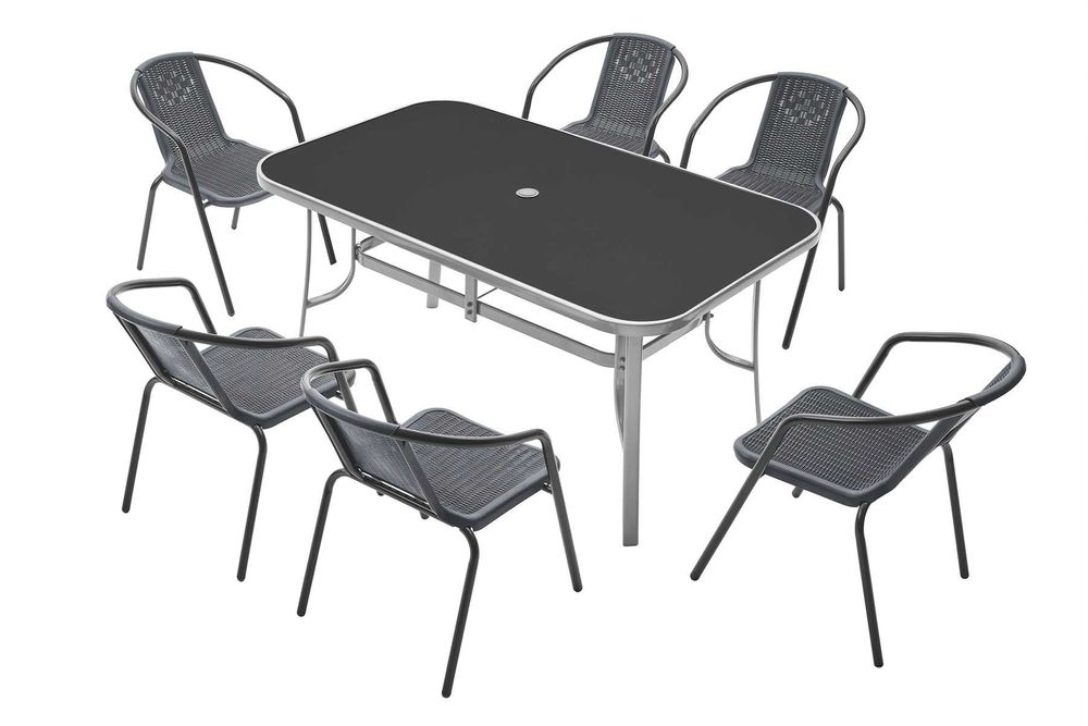 Zestaw ogrodowy na taras stół 90 cm x 150 cm x 73 cm, 6 krzeseł rattan