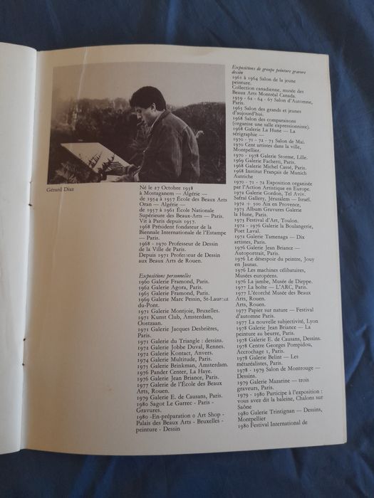 Catálogo antigo de desenhos a carvão de Gerard Diaz