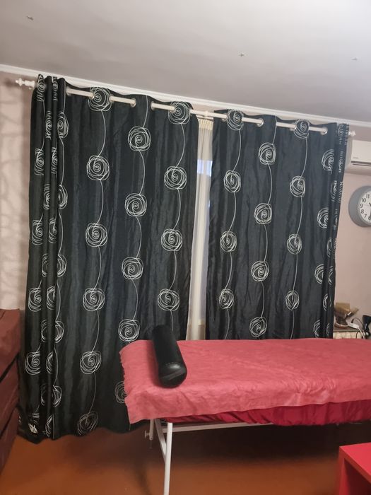 Штори Парт'єри чорні подвійні, Великі диванні подушки-спинки 3 шт з пр