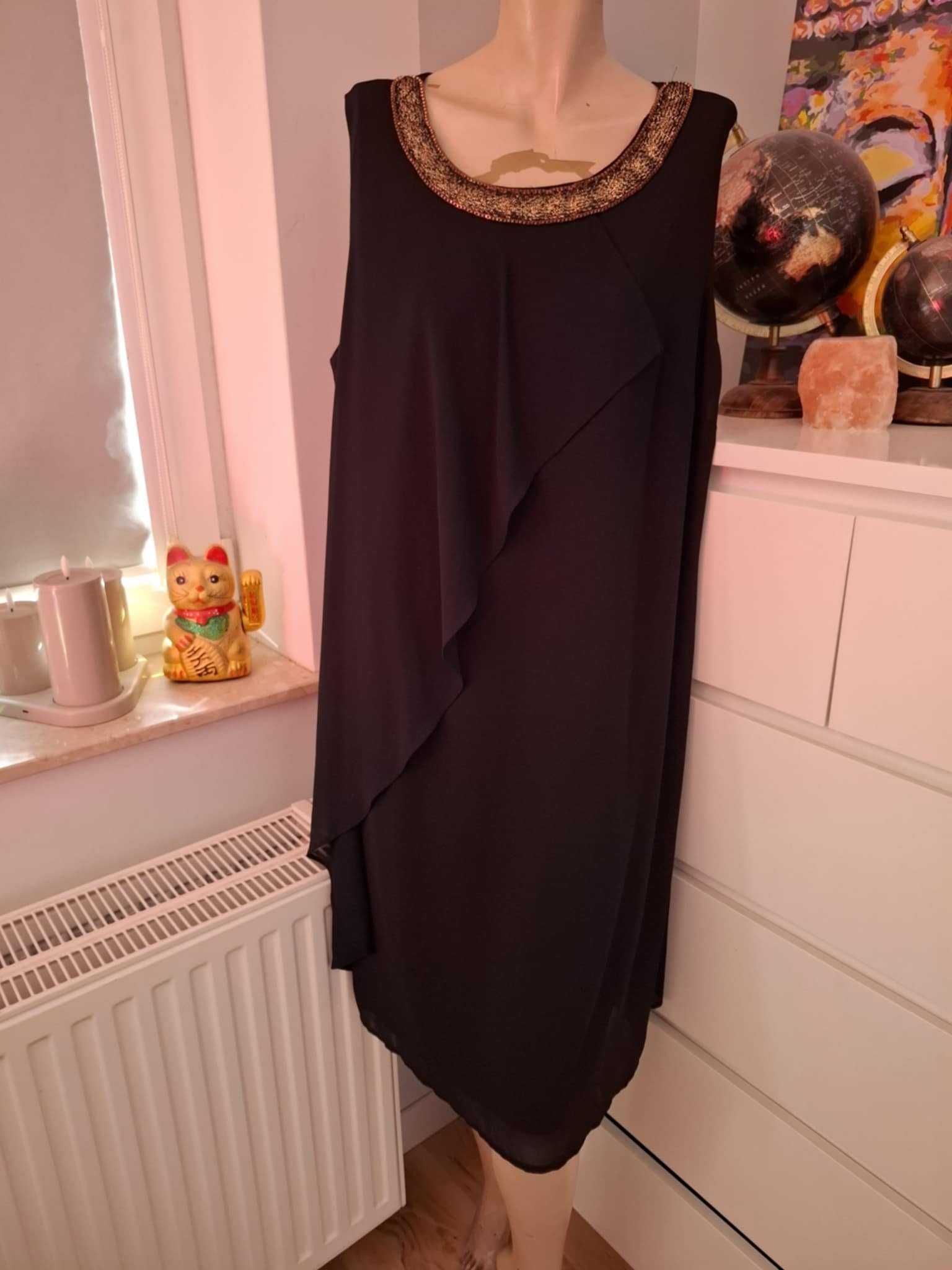 44 XXL Anna Field elegancka czarna sukienka wieczorowa letnia na lato