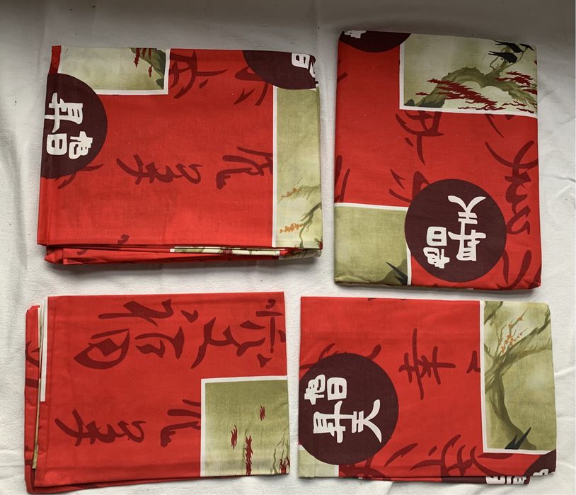 Комплект постельного белья Япония иероглифы самурайские рисунки мотивы