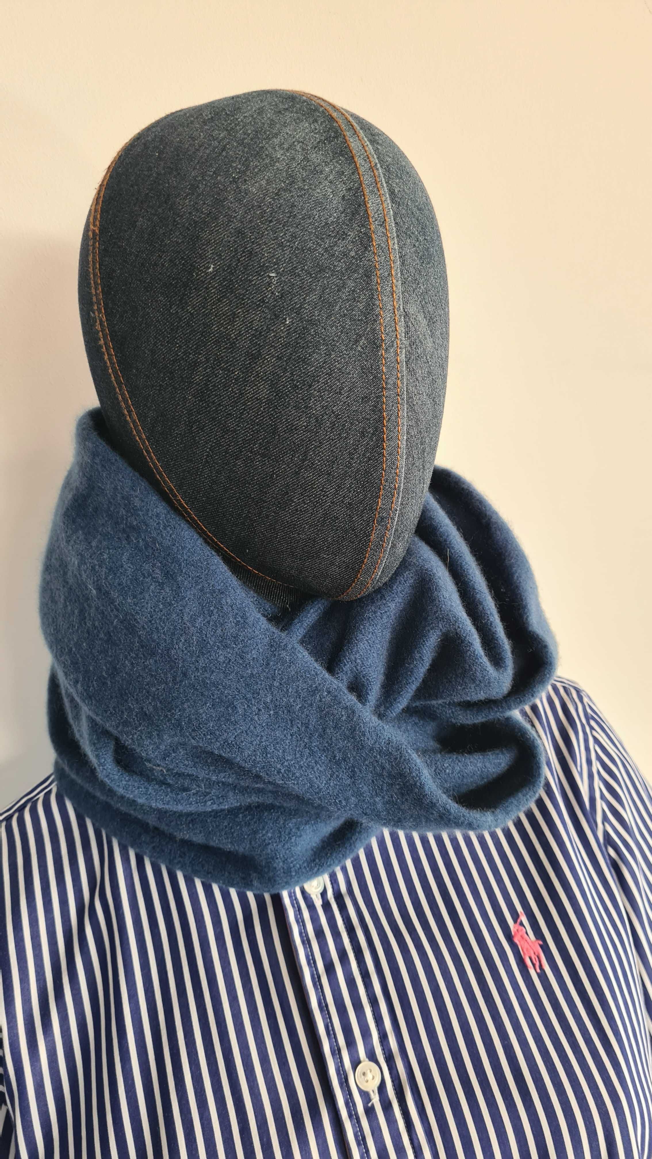Golf Szalik Komin 70% Merino i 30% Kaszmir. Niebieski, Melanżowy