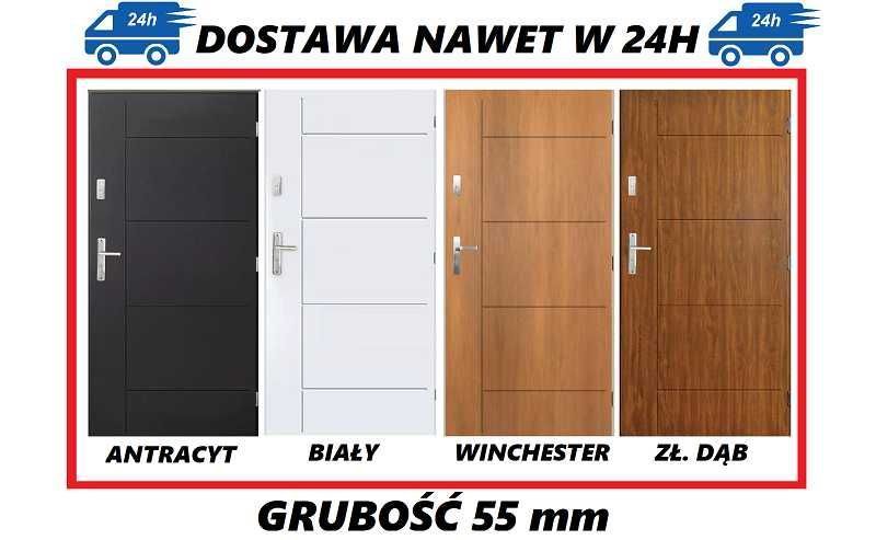 Drzwi zewnętrzne PEŁNE 80, 90 model "SWING" PRODUKT POLSKI