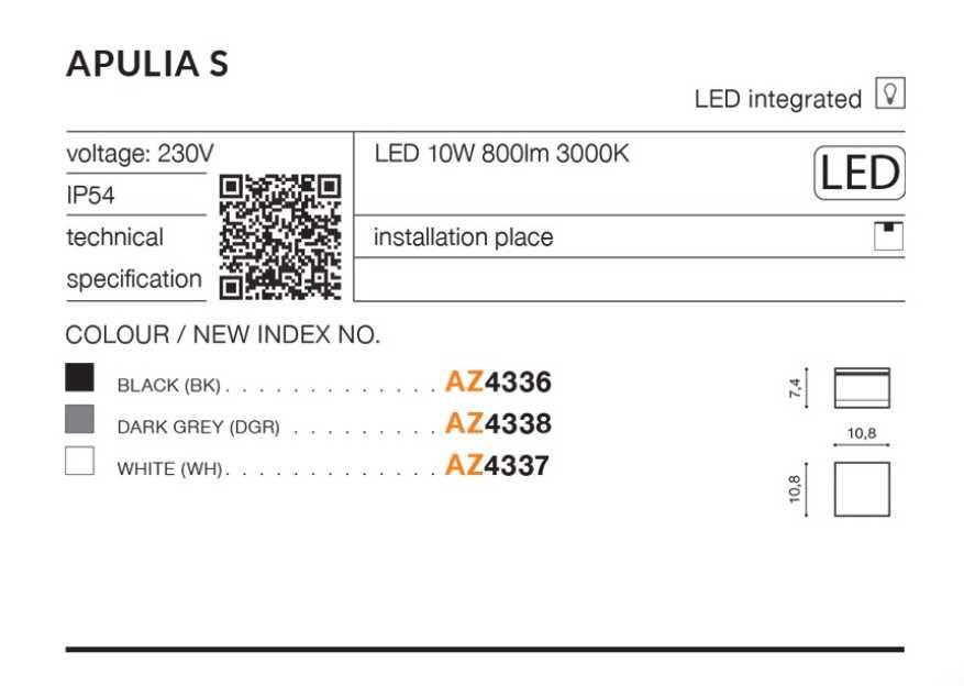 Azzardo Apulia S IP54 lampa natynkowa - Dark Grey/Graphite - NOWA